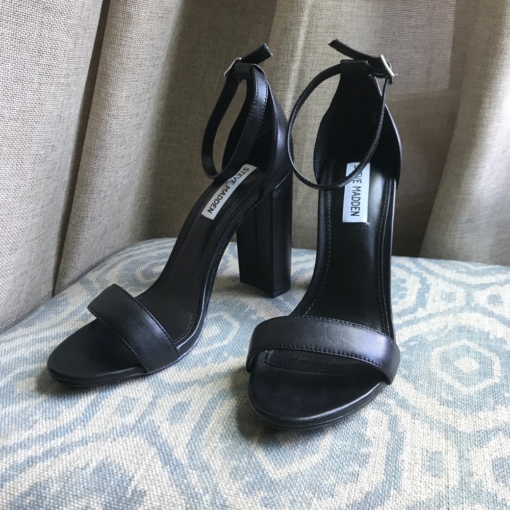 Steve Madden Carrson Black Leather Sandal